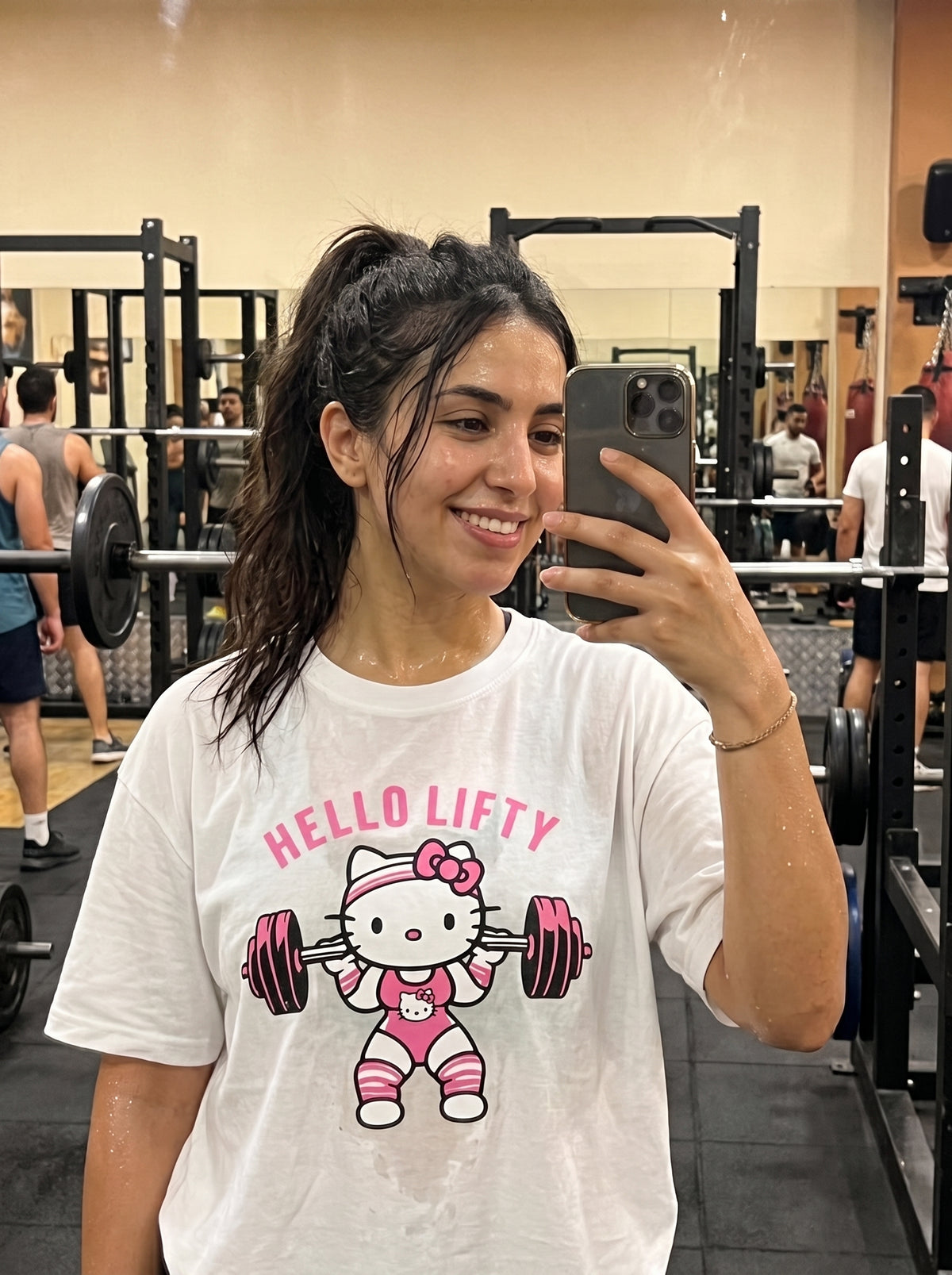 T-shirt Oversize "Hello Lifty" — Édition Fitness Rose | PINROCO